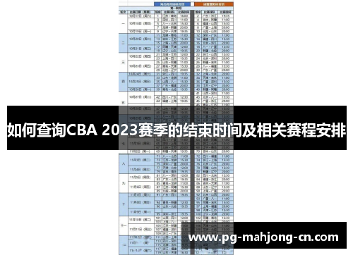 如何查询CBA 2023赛季的结束时间及相关赛程安排