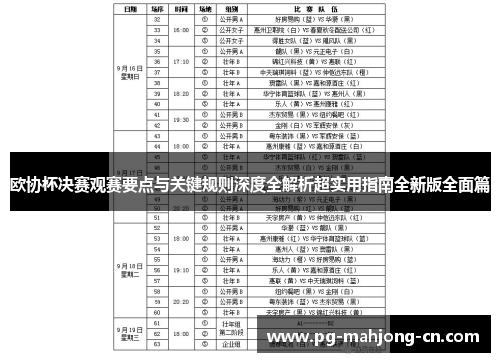 欧协杯决赛观赛要点与关键规则深度全解析超实用指南全新版全面篇 欧协杯决赛观赛要点与关键规则深度全解析超实用指南全新版全面篇